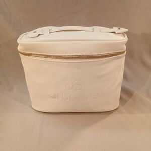 Arbonne White Cosmetic Travel Bag with Gold Hardware – Women's